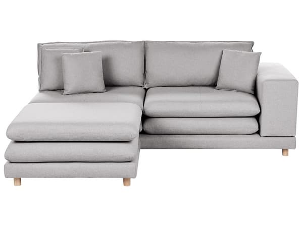 Soffa Grå Tyg Stoppad 2-sits med Schäslong Stoppat Ryggstöd Flyttbara Kuddar Flexibel Arrangemang Modern Vardagsrum