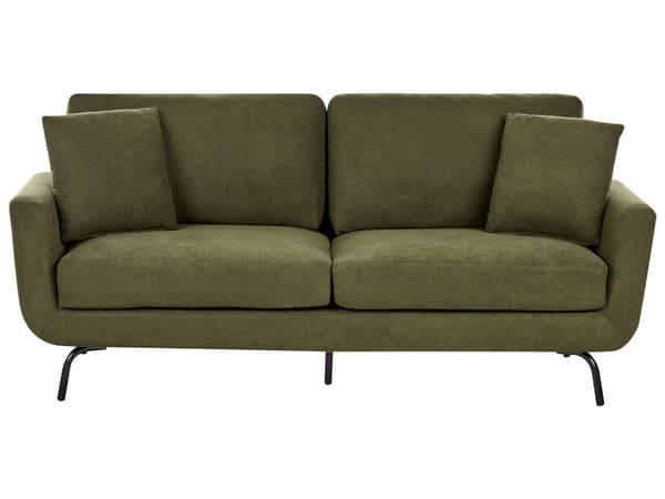 Soffa 3-sits Mörkgrön Polyestertyg Metallben Vardagsrumsmöbler