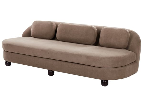 Soffa 3-sits Ljusbrun Polyestertyg Metallben Vardagsrumsmöbler