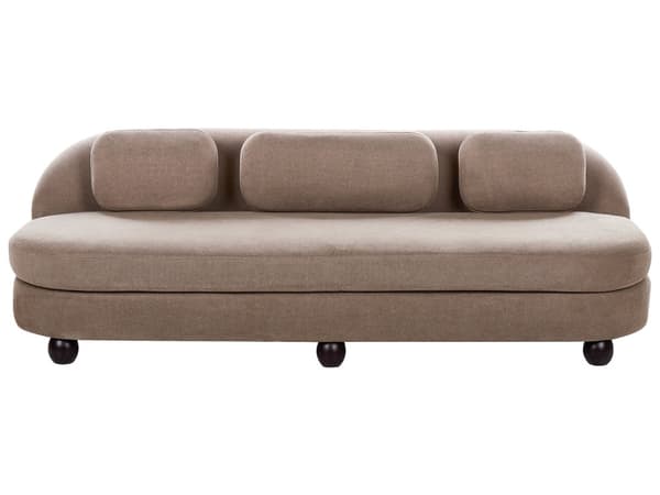 Soffa 3-sits Ljusbrun Polyestertyg Metallben Vardagsrumsmöbler