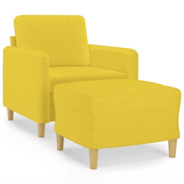 Fåtölj med fotpall Ljusgul 60 cm tyg