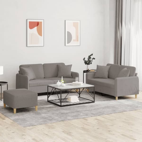 Soffgrupp med kuddar 3 delar taupe tyg