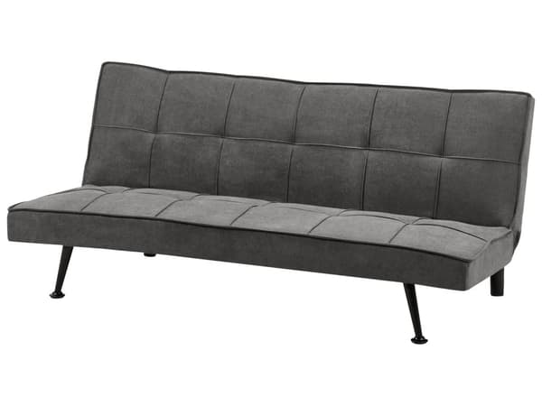 Sovesofa i Stoff Mørkegrå 3-seter Polstret Click-Clack Gjesteseng Uten Armlener