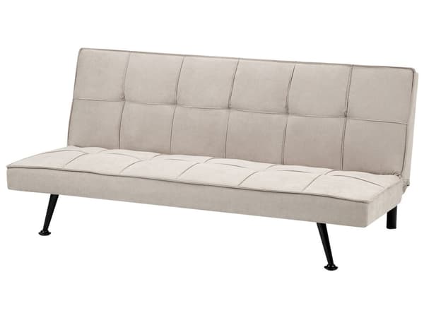 Sovesofa Beige Polyester 3-seter Polstret Metallben Justerbar Ryggstøtte Moderne Design Sofa