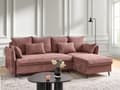 Miniatyrbillede 2 af 3: Hjørnesofa rød Boucle Fabric Polstret venstrevendt med opbevaring Moderne design