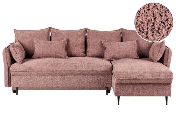 Hjørnesofa rød Boucle Fabric Polstret venstrevendt med opbevaring Moderne design