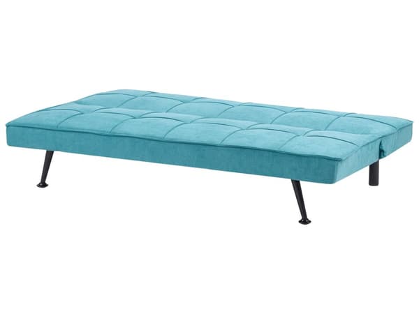 Bäddsoffa Havsblå 3-sits Vadderad Klädsel Klick-Klack Gästsäng Armlös