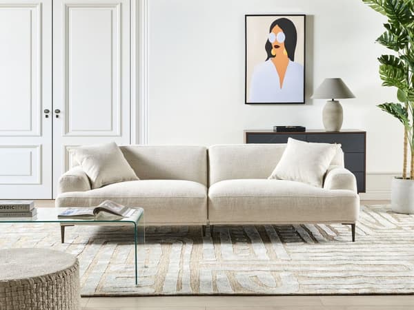 3-seters Stoffsofa Lys Beige Stue Moderne Stil Metallben