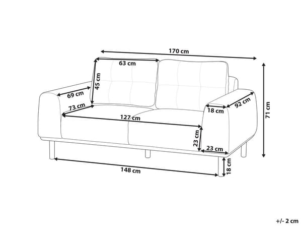 2-seters Sofa Stoff Gyllenbrun Stue Mørke Treben Moderne stil