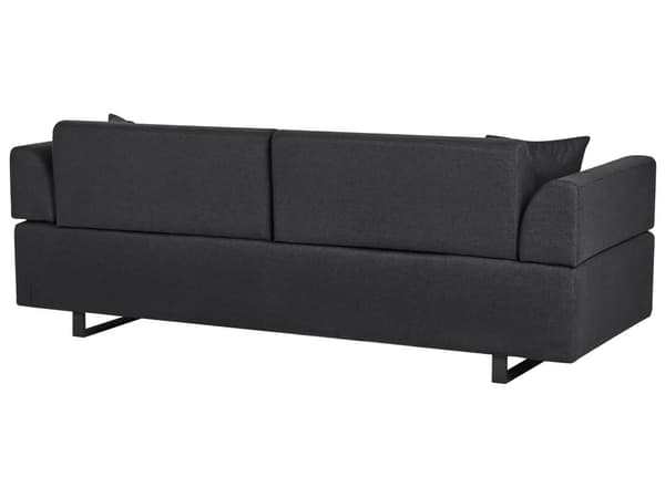 Sofa med Sidebord Svart Polyester 3-seter Avtakbare Armlener Ryggstøtte 2 Sidebord