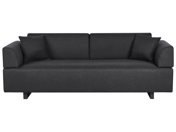 Sofa med Sidebord Svart Polyester 3-seter Avtakbare Armlener Ryggstøtte 2 Sidebord