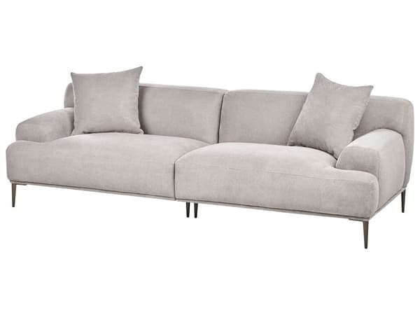 3-seters Sofa Stoff Lysegrå Grå Stue Metallben Moderne stil