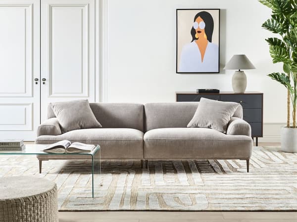 3-seters Sofa Stoff Lysegrå Grå Stue Metallben Moderne stil