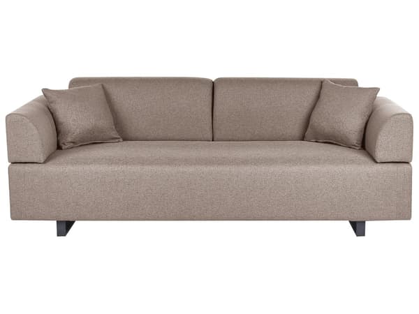 Sofa med Sidebord Brun Polyester 3-seter Avtakbare Armlener Ryggstøtte 2 Sidebord