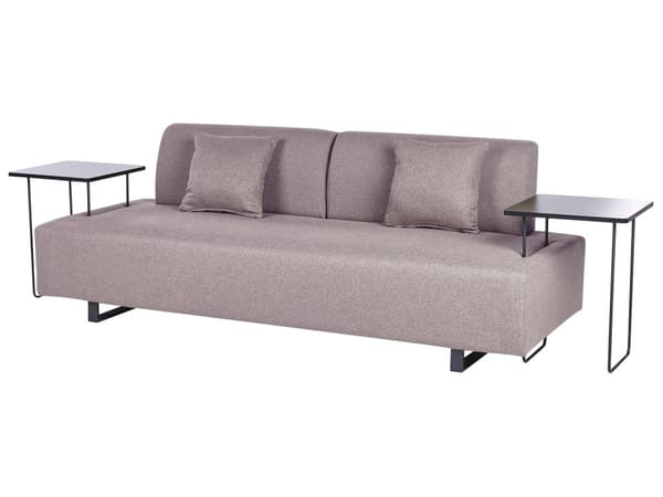 Sofa med Sidebord Brun Polyester 3-seter Avtakbare Armlener Ryggstøtte 2 Sidebord