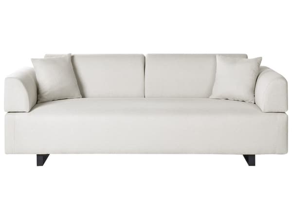 Sofa med Sidebord Beige Polyester 3-seter Avtakbare Armlener Ryggstøtte 2 Sidebord