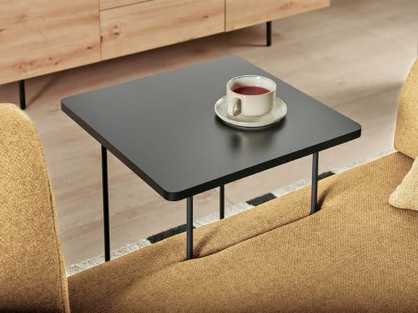Sofa med Sidebord Gul Polyester 3-seter Avtakbare Armlener Ryggstøtte 2 Sidebord