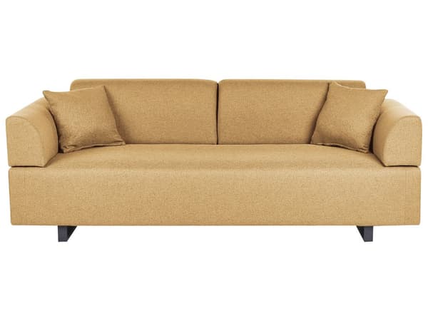 Sofa med Sidebord Gul Polyester 3-seter Avtakbare Armlener Ryggstøtte 2 Sidebord