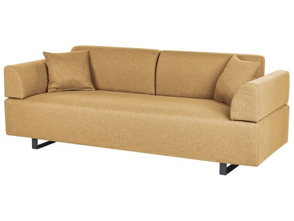 Sofa med Sidebord Gul Polyester 3-seter Avtakbare Armlener Ryggstøtte 2 Sidebord