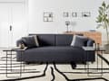 Miniatyrbillede 2 af 11: Sofa Sort Polyester 3 Personers Multifunktionel Stofsofa med Sideborde til Stuen Moderne Inspiration Stue Møbel