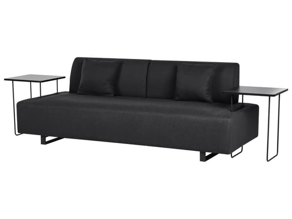 Sofa Sort Polyester 3 Personers Multifunktionel Stofsofa med Sideborde til Stuen Moderne Inspiration Stue Møbel