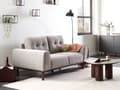 Miniatyrbillede 2 af 11: Sofa Lysegrå Polyester 2 Personers Tyk Polstret Dyb Blød Stofsofa til Stuen Moderne Inspiration Stue Møbel Moderne