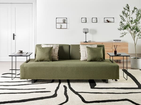 Sofa Grøn Polyester 3 Personers Multifunktionel Stofsofa med Sideborde til Stuen Moderne Inspiration Stue Møbel
