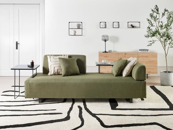 Sofa Grøn Polyester 3 Personers Multifunktionel Stofsofa med Sideborde til Stuen Moderne Inspiration Stue Møbel