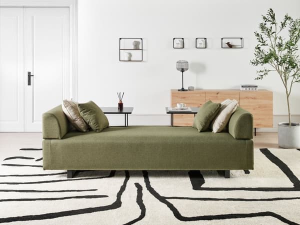 Sofa Grøn Polyester 3 Personers Multifunktionel Stofsofa med Sideborde til Stuen Moderne Inspiration Stue Møbel