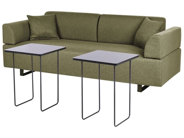Sofa Grøn Polyester 3 Personers Multifunktionel Stofsofa med Sideborde til Stuen Moderne Inspiration Stue Møbel