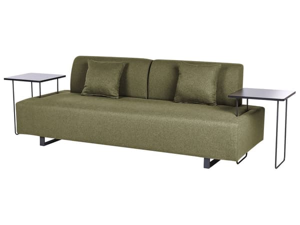 Sofa Grøn Polyester 3 Personers Multifunktionel Stofsofa med Sideborde til Stuen Moderne Inspiration Stue Møbel