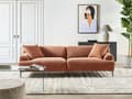 Miniatyrbillede 2 af 11: Sofa Brun Polyester 3 Personers Tyk Polstret Dyb Blød Stofsofa til Stuen Moderne Inspiration Stue Møbel Moderne