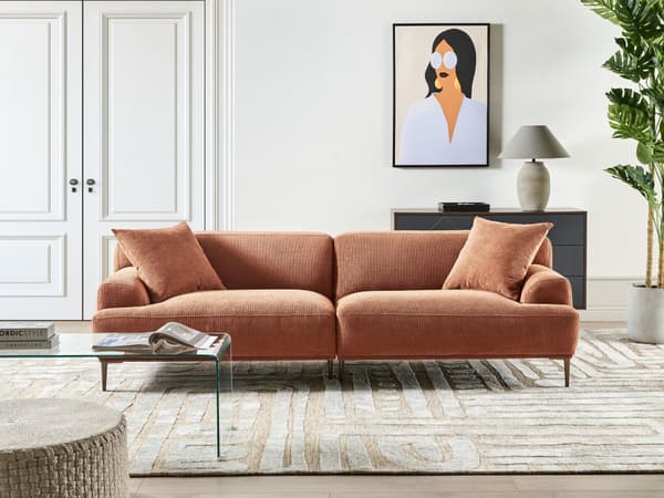 Sofa Brun Polyester 3 Personers Tyk Polstret Dyb Blød Stofsofa til Stuen Moderne Inspiration Stue Møbel Moderne