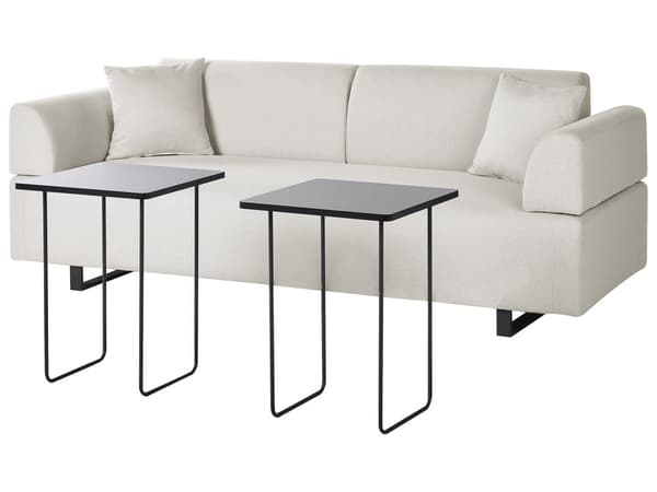 Sofa Beige Polyester 3 Personers Multifunktionel Stofsofa med Sideborde til Stuen Moderne Inspiration Stue Møbel