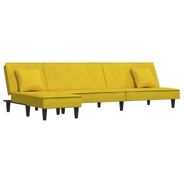L-formad bäddsoffa gul 255x140x70 cm sammet