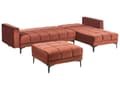 Miniatyrbillede 5 af 11: Sovesofa med Chaiselong Rød Velour 4 Personers Sofa L Formet Hjørnesofa med Fodskammel Sofaseng Stofsofa Design Hjørnesovesofa