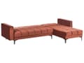 Miniatyrbillede 7 af 11: Sovesofa med Chaiselong Rød Velour 4 Personers Sofa L Formet Hjørnesofa med Fodskammel Sofaseng Stofsofa Design Hjørnesovesofa