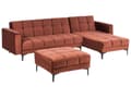 Miniatyrbillede 1 af 11: Sovesofa med Chaiselong Rød Velour 4 Personers Sofa L Formet Hjørnesofa med Fodskammel Sofaseng Stofsofa Design Hjørnesovesofa
