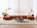 Miniatyrbillede 4 af 9: Sovesofa Rød Velour 6 Personers Moderne U Sofa Sofaseng Fem Personers Designsofa Chaiselong Splitback Stofsofa God Liggekomfort