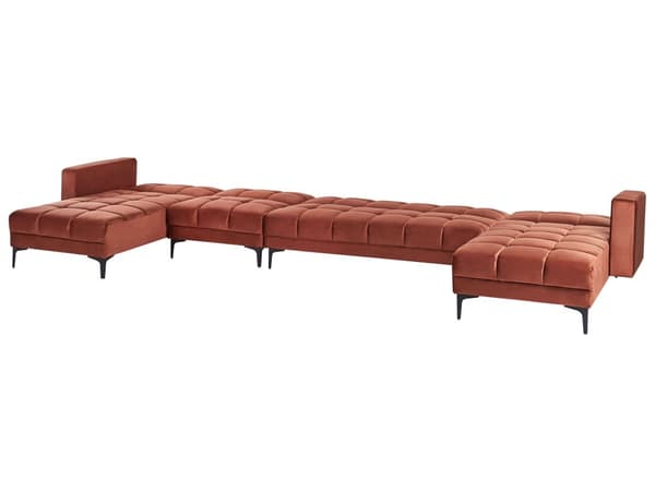 Sovesofa Rød Velour 6 Personers Moderne U Sofa Sofaseng Fem Personers Designsofa Chaiselong Splitback Stofsofa God Liggekomfort