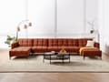 Miniatyrbillede 2 af 9: Sovesofa Rød Velour 6 Personers Moderne U Sofa Sofaseng Fem Personers Designsofa Chaiselong Splitback Stofsofa God Liggekomfort