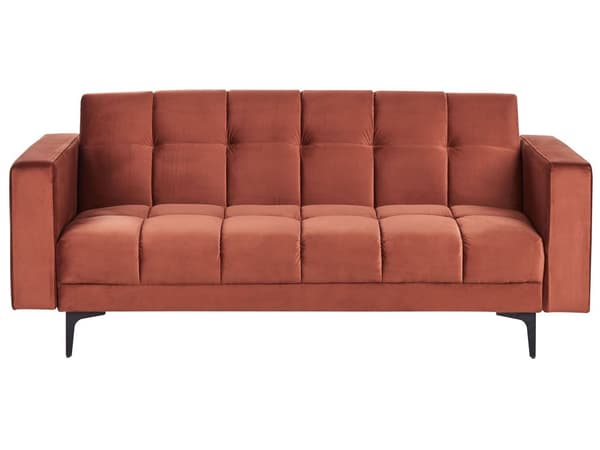 Sofa Rød Fløyel Stofftrekk Liggende Ryggstøtte 3-seters Moderne