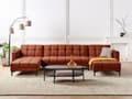 Miniatyrbilde 2 av 11: Sofa 5-seters U-formet Rød Trekk i Fløyel Liggende Ryggstøtte 3 Posisjoner Klikk-klakk
