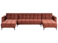 Miniatyrbilde 1 av 11: Sofa 5-seters U-formet Rød Trekk i Fløyel Liggende Ryggstøtte 3 Posisjoner Klikk-klakk