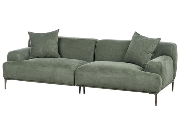 Soffa 3-sits Tyg Grön Vardagsrum Modern Stil Metallben