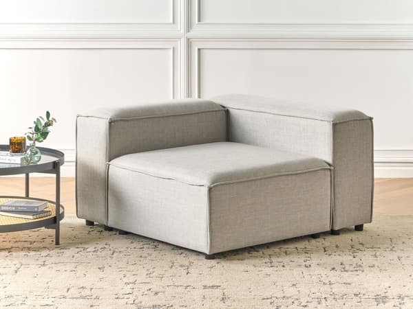 Hjørnemodul Lysegrå Polstret Polyester 1 Personers Sektion Element til Modulsofa Sofahjørne Venstrevendt