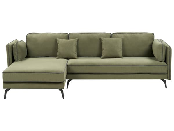Hjørnesofa Grønnfarget Polstring Polyester Metallben Pute Ryggstøtte Spredte puter Moderne design
