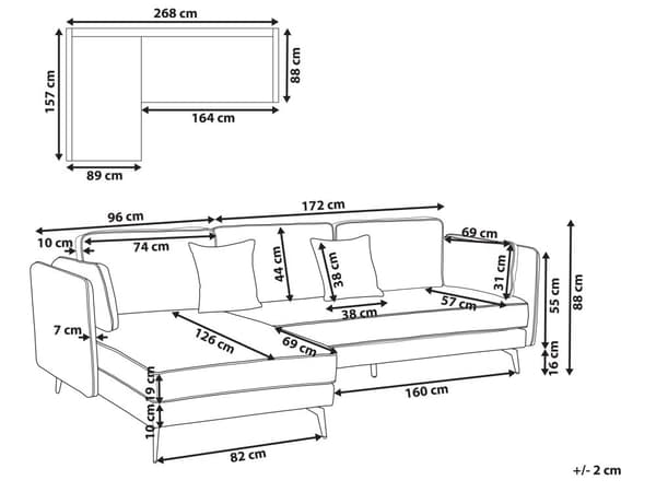 Hjørnesofa Burgunderfarget Polstring Polyester Metallben Pute Ryggstøtte Spredte puter Moderne design