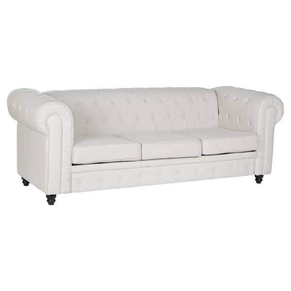 Sofa DKD Home Decor Hvid Brun Flødefarvet Træ 209 x 84 x 76 cm