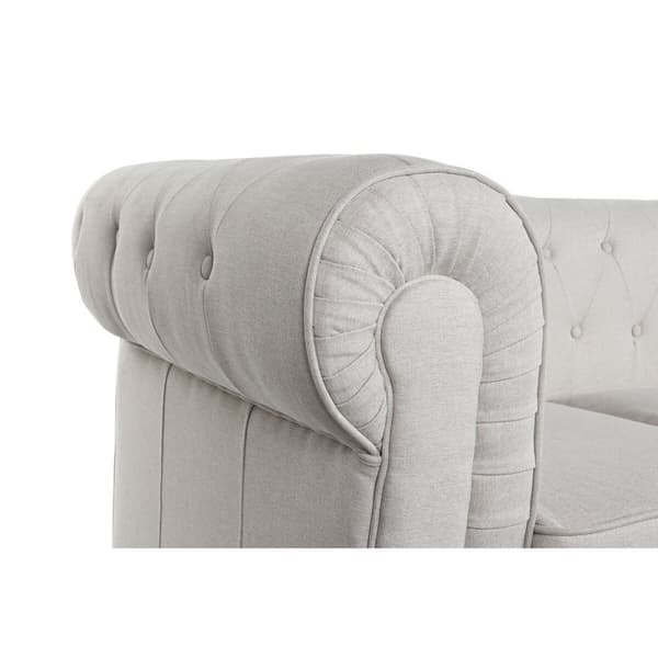 Sofa DKD Home Decor Hvid Brun Flødefarvet Træ 209 x 84 x 76 cm